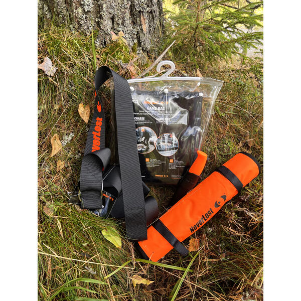 NeverLost pakketilbud 5 Slaktesett, kniv, vildrag og game bag